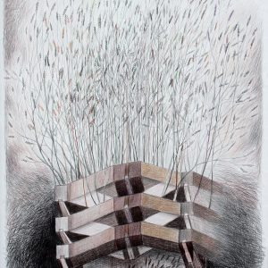 Слободан Радојковић, Урбани пејзаж, графит и пастел, 150x120 цм, 2024.