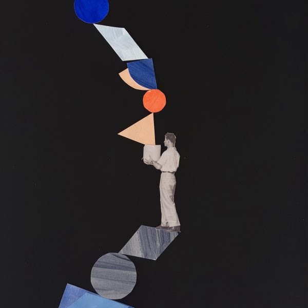 Без назива, колаж и комбинована техника на папиру, 42х30 цм, 2025 (1)