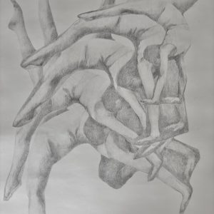 Без назива, оловка на папиру, 146х94 цм, 2025.