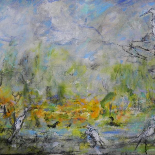 Бара (Чапље), комбинована техника на старом платну, 50x60 цм, 2022–2023.