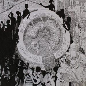 Ми смо космонаути из звезданог града, фајнлајнер на папиру, 59х70 цм, 2024.