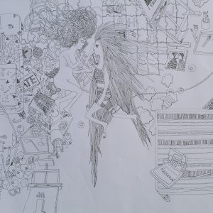 Рекла сам ти, фајнлајнер на папиру, 50x70 цм, 2024.