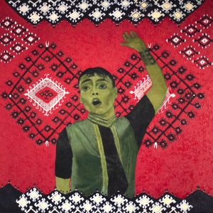 Lola Petrović.Vraško kolo, ulje na platnu, 158x158cm, 2024.